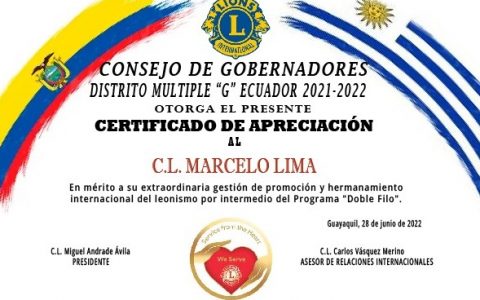 Reconocimiento DMG Ecuador 21-22 Apreciacion